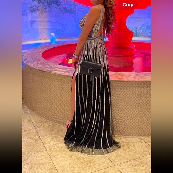 Dresses & Skirts - Elegant Black and Silver Evening Gown